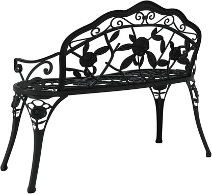 LAPOOH Garden bench 100 cm made of black cast aluminium, furniture, garden furniture and garden chairs, garden benches -317740 - QUORE