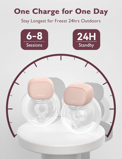 Momcozy S9 Pro Elektrische Borstkolf Bijgewerkt, Handsfree Borstkolf Met Lange Accuduur En LED-Display, Met 2 Modi En 9 Niveaus (Roze, 2-Pack)