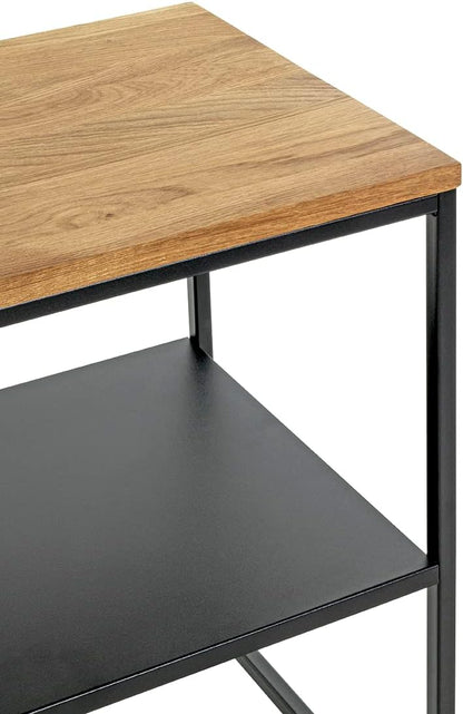 HAKU Bijzettafel, massief hout, eikenhout, zwart, B 45 x D 35 x H 60 cm