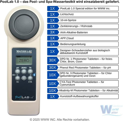 Elektronische Watertester – Zwembadtester – Spa Tester – Watertestapparaat – Watermeter – Meet 15 Waterparameters – Bluetooth Met App