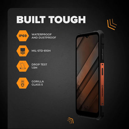 Hammer Construction 2 Thermal Smartphone met thermometer en laserafstandsmeter, 8 + 8 GB RAM, Android 14, krachtige 108 MP camera, 6500 mAh batterij met powerbank-functie, 256 GB/1T