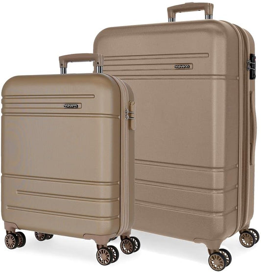 Movom Galaxy Kofferset, blauw, 55/68 cm, ABS, zijdelingse combinatiesluiting, 109 l, 6,56 kg, 4 dubbele wielen, handbagage, Beige, 40 x 55 x 20 cm, 48 x 68 x 27 cm, Set van 2 koffers