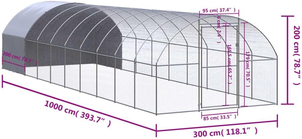 vidaXL Chicken coop 3x10x2m galvanized steel - QUORE
