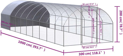 vidaXL Chicken coop 3x10x2m galvanized steel - QUORE