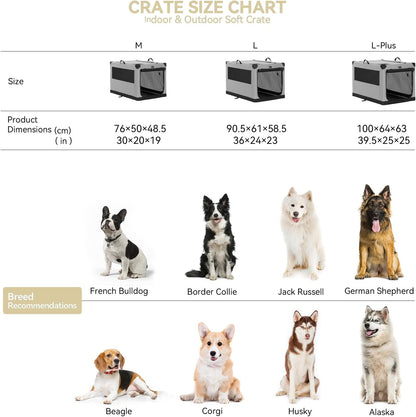 Petsfit Hondenbench met dikke mat, verstelbare stoffen hoes, ademende gaasdeuren, hondenkratten voor grote honden, 91 cm L x 61 cm B x 59 cm H grijs