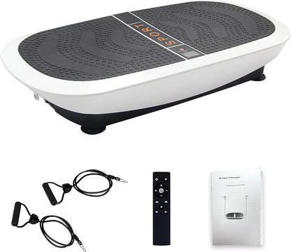 3D Crazy Fit Vibration Plate, Oscillation and Pulsation with Dual Motor, 80 Speeds, Remote Control and Resistance Bands, Full Body Fitness Device for Home, Maximum Load 150 kg - QUORE