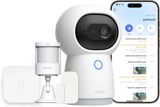 Aqara Home Security System Kit Y100-4 Piece Wireless Home Alarm with 2K Camera Hub G3, 3x Slim Sensor, HomeGuardian, Local Automation & 24/7 Alarm for HomeKit, Google Home, Alexa - QUORE