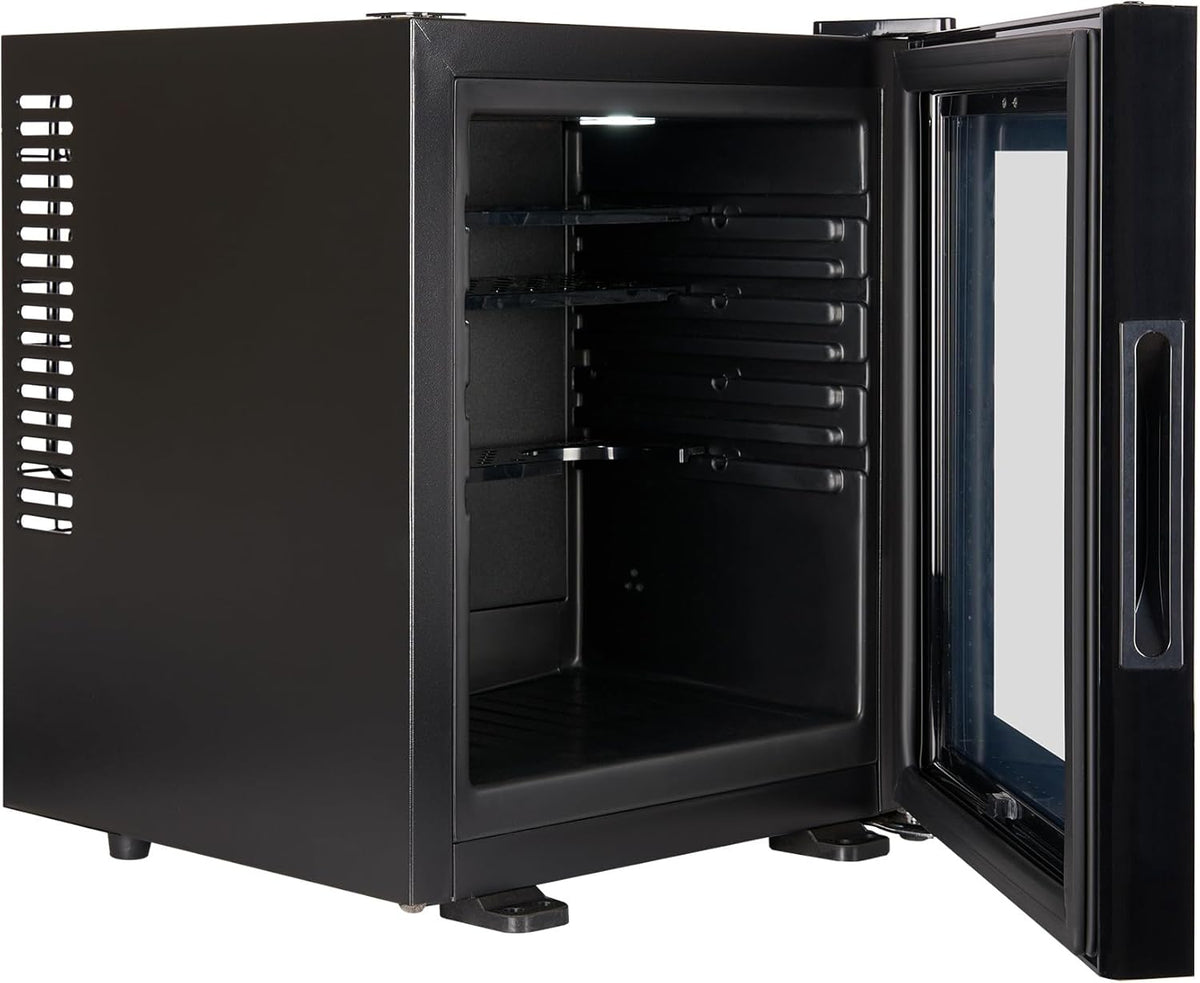 Corby Eton 20L glazen minibar in zwart met zwarte binnenkant - EU-stekker