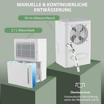 FANTASK 12L/dag luchtontvochtiger, kamergrootte ca. 15 m², elektrische ontvochtiger met 3 modi, waterreservoir van 2,2 liter, 24-uurs timer, ≤ 42 dB, automatisch ontdooien en uitschakelen, wit