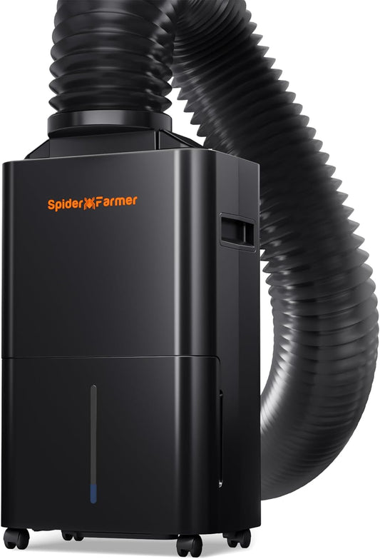 SPIDER FARMER Grow Box 12L/24H elektrische luchtontvochtiger met afvoer- en ventilatiepijp, automatische ontdooiing, 24-uurs timer, ideaal voor kweektent