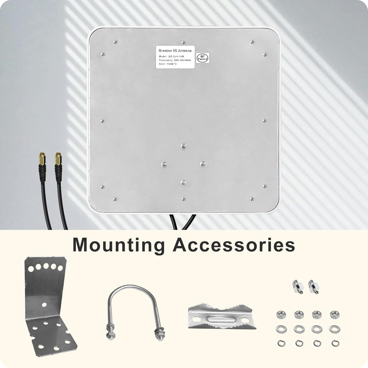 5G Antenne Outdoor 4G LTE Antenne Dual-Polarisatie 14DBi WiFi Antenne 698-2700 | 3300-3800 MHz Signaalrichtantenne MIMO Router Externe Antenne SMA / TS9 antenne, 2x10M kabel, 3G/4G/5G/GSM/GPRS - Wit