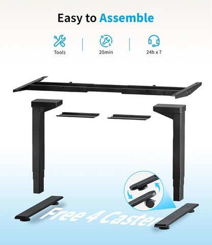 Maidesite Height Adjustable Electric Desk Height Adjustable Table Frame,Suitable for All Common Tabletops,3-Stage Lifting Legs(Black) - QUORE