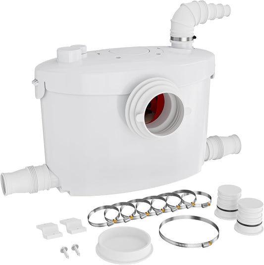 Compacte opvoerinstallatie 4/1 voor afvalwater en fecaliën – Rioolpomp – Fecaliënpomp – Vuilwaterpomp – Afvoerpomp – 400W motor – 145 l/min, opvoerhoogte tot 8,5 m