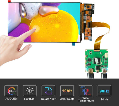 Amoled-display, 7 inch FHD 90 Hz, hoge vernieuwingsfrequentie, 850 nits, hoge helderheid, IPS-touchpaneel voor Raspberry Pi 5/4 laptopcamera, switch, PS4/5, gaming-display, doe-het-zelfscherm