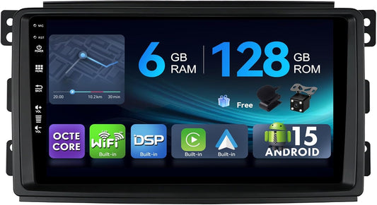MSD 6G + 128G - Autoradio Voor Mercedes-Benz Smart fortwo 451 (2005-2010) | Android 15 GPS Navi Radio | CarPlay Android Auto Stuurwiel WiFi DSP Dab 4G Bluetooth | MIC Camera | Octa-Core 2 Din 9 Inch