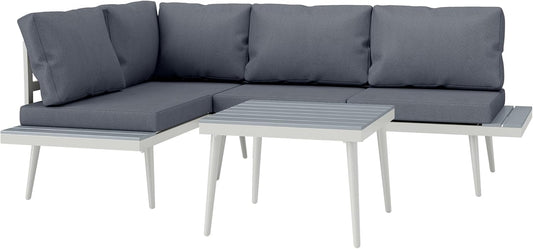 Loungeset Balkon – Tuinmeubelen – Modular Tuinbank – Garden Sofa – 3-Delige Loungeset – 5-Standen Verstelbare Zitting – Weerbestendig Stalen Frame - QUORE