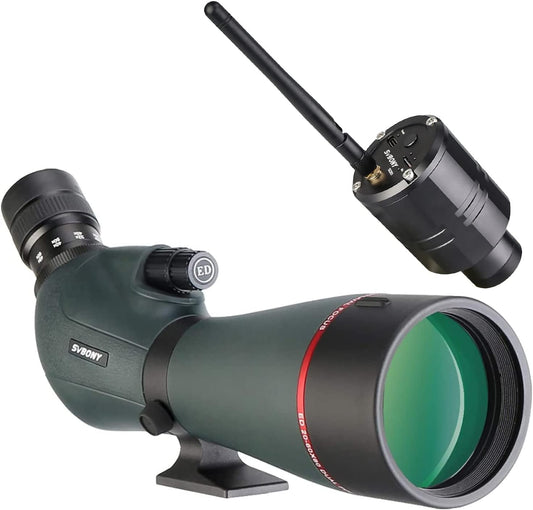 Svbony SV406P 80ED Spotting Scope met 2MP Wifi-Camera, Dubbele Focus, Vervangbaar 1,25-Inch Astronomie-Oculair, ED-Glas Bak4-Prisma FMC-Optica Waterdichte Spotting Scopes voor Vogels Kijken
