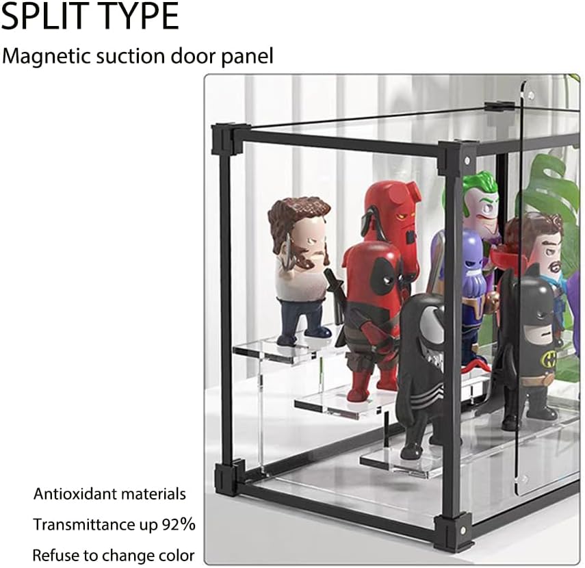 Acryl vitrinekast, transparant stapelbare vitrine, verzamelkast stofdichte zelfmontage met deur voor speelgoedfiguren, modelauto's, verzamelfiguren, collectie (55x30x30cm)
