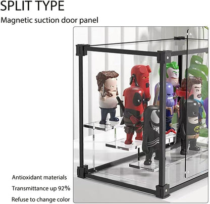 Acryl vitrinekast, transparant stapelbare vitrine, verzamelkast stofdichte zelfmontage met deur voor speelgoedfiguren, modelauto's, verzamelfiguren, collectie (55x30x30cm)