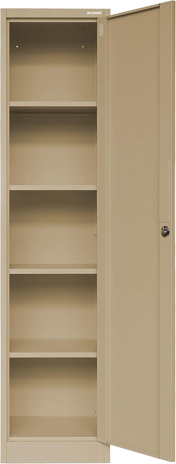 Archiefkast kantoorkast metalen kast opbergkast 4 planken vleugeldeur draaigreep poedercoating metaal 185 cm x 45 cm x 40 cm (beige)