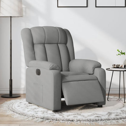 Elektrische Massagestoel – Fauteuil – Verstelbare Rugleuning – Voetsteun – Relaxstoel – Met 6-Punts Vibratiemassage – Elektrische Ligfunctie – Lichtgrijze Gestoffeerde Stoel