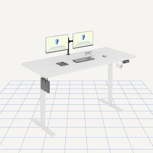FLEXISPOT QS1 PRO Electric Standing Desk - Height Adjustable Sit-Stand Desk - Home Office/Study Room with Cable Organization Box & 2 Hooks - 4-Stand Memory Module - (180x80cm) White