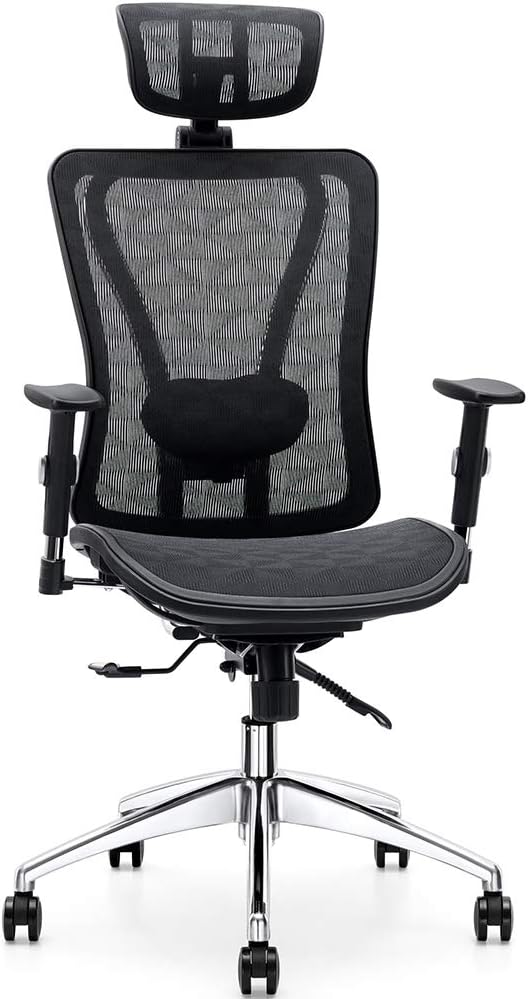 Bureaustoel – Computerstoel – Werkstoel – Bureaustoel Ergonomisch – Office Chair – Verstelbare Lendensteun – EN1335-Gecertificeerd – Belastbaar Tot 150 Kg