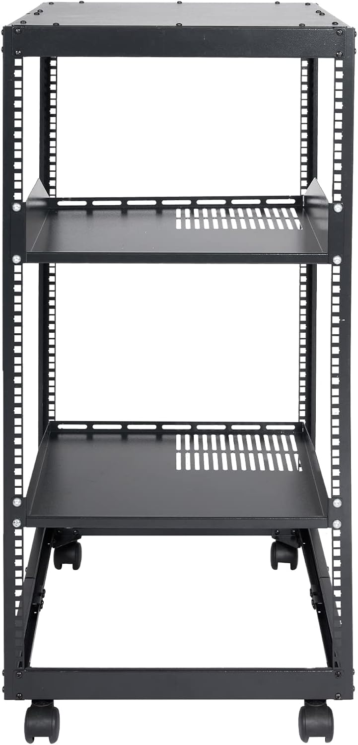 20U Open Frame Server Rack Met Wielen – Serverrack – Netwerkrack – AV-Rack – 19 Inch Rack – Verstelbare Diepte 23 Tot 40 Inch – Draagvermogen Tot 500 Lbs