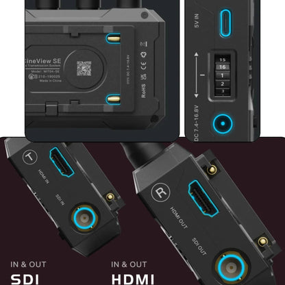 Accsoon CineView SE Wireless Transmitter Receiver System SDI & HDMI Dualband-technologie 2,4 GHz 5 GHz 1200 ft/50 ms HD camerabesturing iOS Android voor Tik-Tok YouTube Live Streaming.