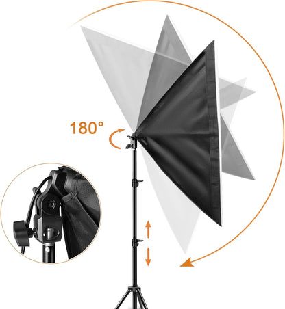 Softbox Set Fotostudio – Studiolampen – Fotolampen – Portretlampen – Fotostudio Verlichting – 2X 50 X 70 CM – 85 W LED – Dimbaar 2700-6400 K
