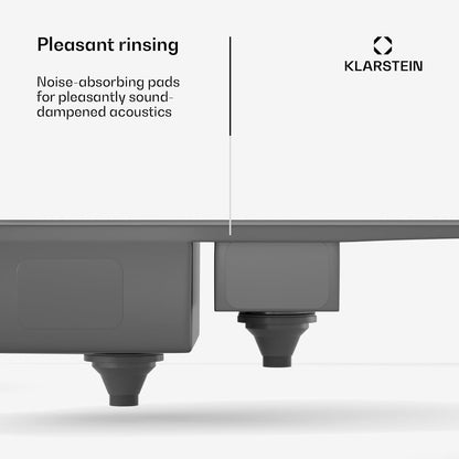 Klarstein - Keukenspoelbak van roestvrij staal, 100 x 45 cm - 1 wastafel met overloop en 2 wastafels - wastafelstop en filter inbegrepen - Robuust en gemakkelijk te reinigen