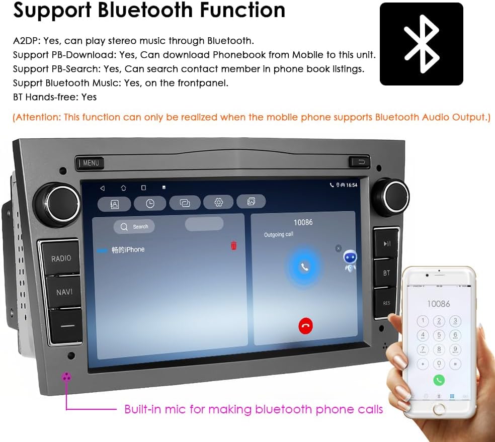 Ossuret Carplay 7 inch touchscreen autoradio voor Opel Corsa D Corsa C Meriva Tigra Twintop Vectra Combo Astra Vivaro Signum Zafra, 2+32GB Android 13 GPS navigatie ondersteuning DSP Bluetooth (grijs)