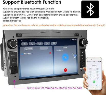 Ossuret Carplay 7 inch touchscreen autoradio voor Opel Corsa D Corsa C Meriva Tigra Twintop Vectra Combo Astra Vivaro Signum Zafra, 2+32GB Android 13 GPS navigatie ondersteuning DSP Bluetooth (grijs)