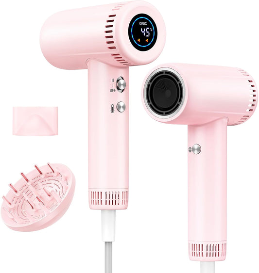 Haardroger – Föhn – Ionische Föhn – Professionele Föhn – Reisföhn – 160.000 Omw/min Sneldrogend – Anti-Frizz Ionen Met 9 Temperaturen En Display