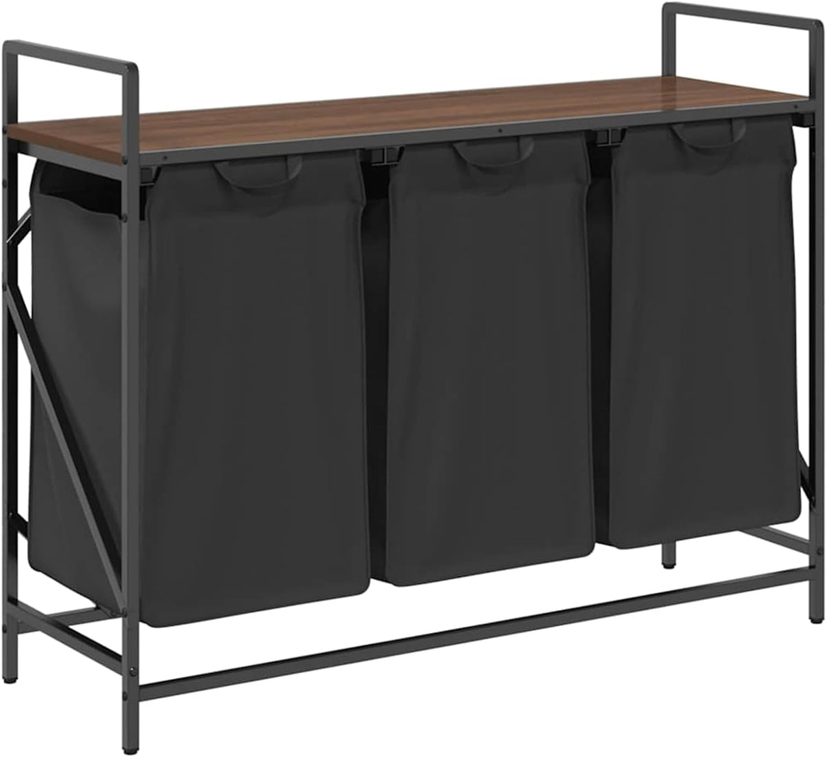 Gecheer Laundry basket 3 compartments with shelf brown oak look, laundry basket laundry basket laundry basket for baby clothes bedding shoes 859064 - QUORE