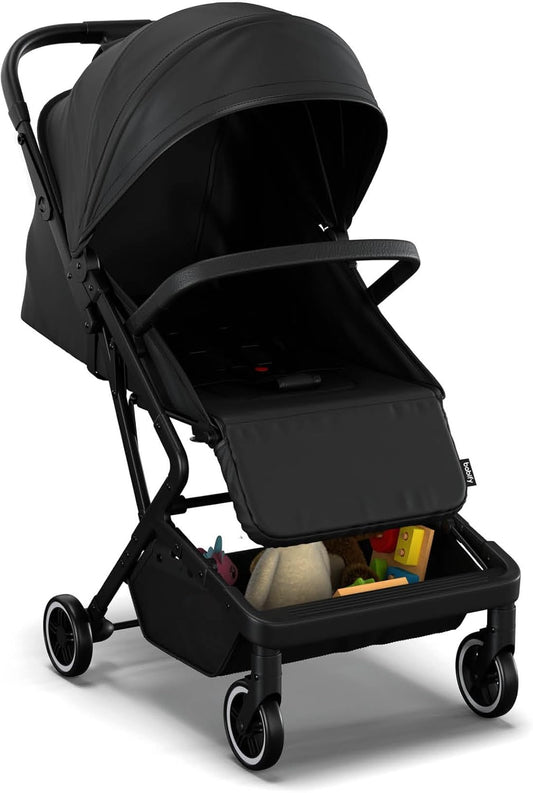 Babify Urban Ease Kinderwagen - Geboorte tot 4 jaar (22 kg), Met één hand in te klappen, Verstelbare rugleuning & voetensteun, Uitneembare bekleding, Kap met venster, Compact, Zwart