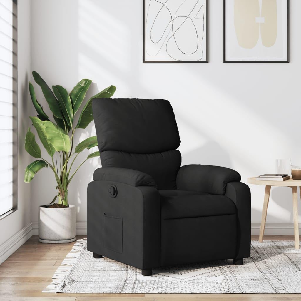 vidaXL Recliner Chair with Backrest, Armrests, TV Chair, Recliner Chair, Seat for Living Room Home, Black Fabric