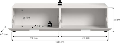 xonox.home Lowboard Ice TV Lowboard TV Board Sideboard B/H/D: 160x41x40 cm in wit replica en wit hoogglans dieptrekken