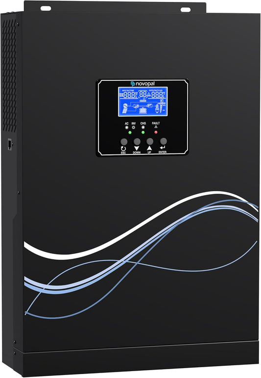 NOVOPAL® 3500 W Hybride omvormer 24 V DC naar 220 V/230 V AC Off Grid Pure Sinus Solar Converter met 100 A MPPT laadregelaar PV maximaal 120-450 V DC werk met 24 V lood