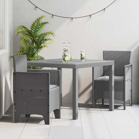 Tuin-eetgroep, 3 stuks, lichtgrijs, polypropyleen, zitgroep met stoelen en tafel, balkonmeubelset voor terras, tuin, balkon - B - QUORE