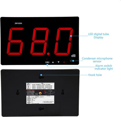 Geluidsniveaumeter, SW-525A wandmontage LCD-scherm digitale geluidsniveaumeter USB 30-130dB