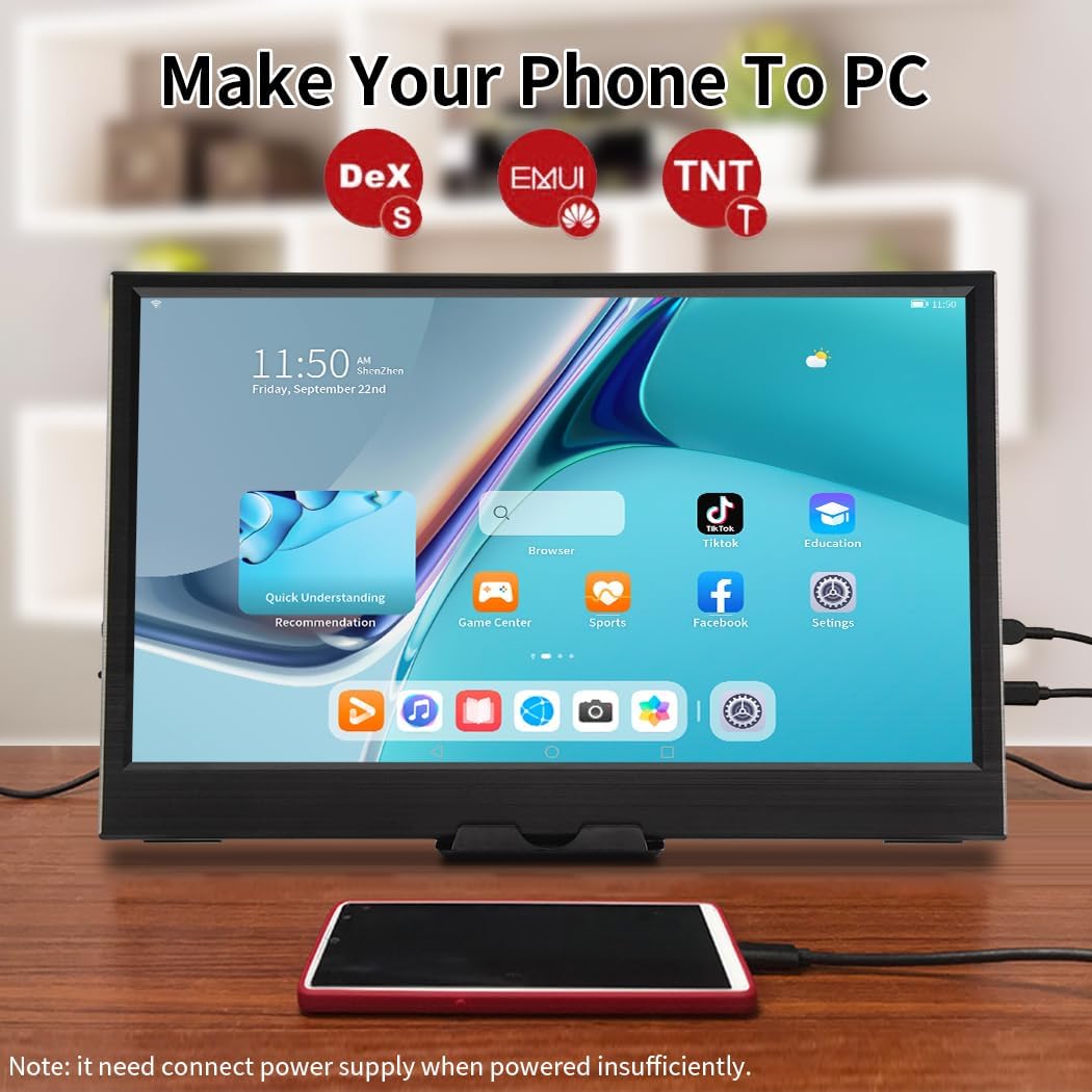 Portable Monitor 11.6 Inch HD IPS – USB-C & HDMI Second Screen for Laptop, Mac and PC, Lightweight External Monitor for Work, Travel and Home Office - QUORE