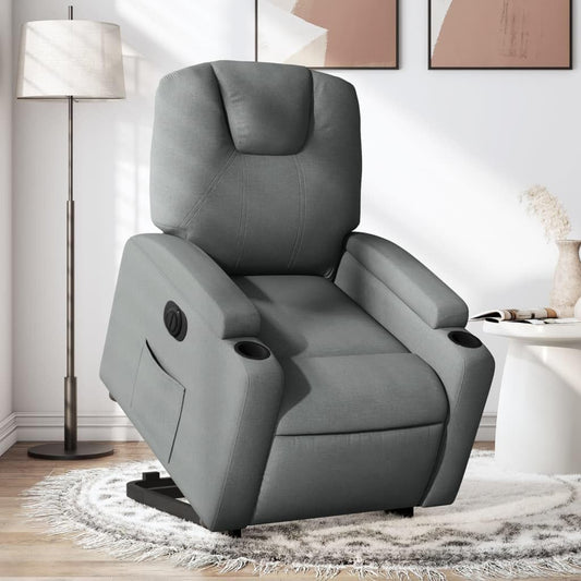 Kantelstoel Elektrisch – Relaxfauteuil – Lounge Stoel – Verstelbare Stoel – Relaxstoel – Donkergrijze Stof – Elektrische Verstelling – Opsta Functie
