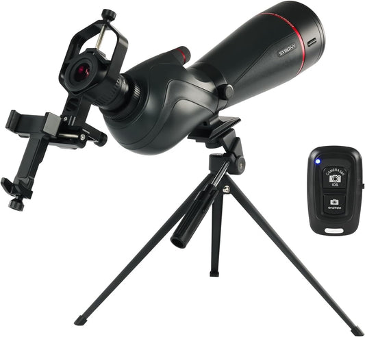 Svbony SV406 20-60x80mm Spotting Scope met Telefoonadapter, HD FMC BAK4, Dubbele Focus, 1,25'' Verwijderbaar Oculair, IPX7 Waterdicht, met Statief, Draagtas, voor Vogels Kijken, Wildlife, Landschap