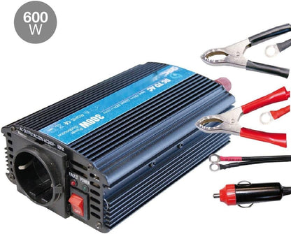 Omvormer 12 V/230 V, 300 W, zet energie voor elektrische apparaten om en laadt batterijen in voertuigen of campings op.