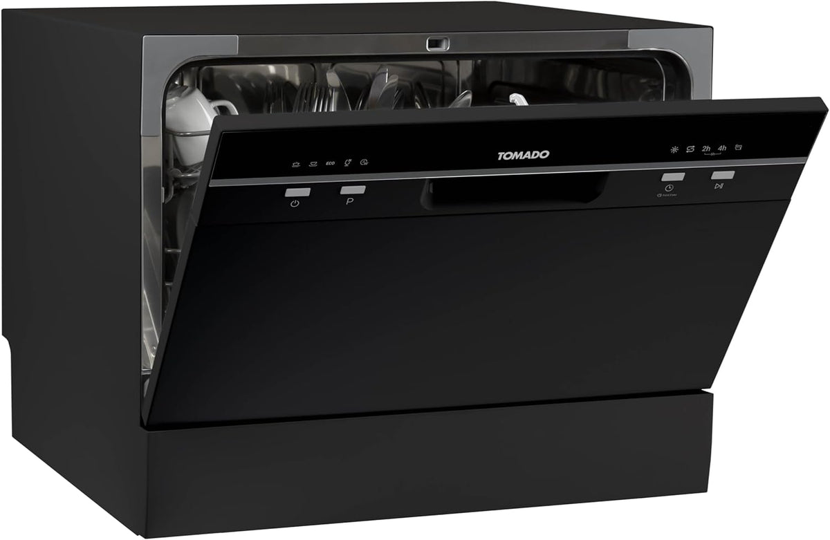 Tomado TDW5501B - Mini dishwasher - Small dishwasher - Freestanding - 6 place settings - 5 programs - Energy class D - Black