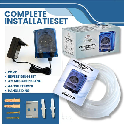 Peristaltische doseerpomp, verstelbaar, 120 ml/min, doseerder voor wasmiddel en glansspoelmiddel voor industriële vaatwassers, IP65, 5 W, wandmontage - QUORE