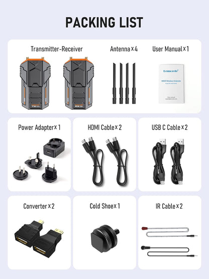 Draadloos Video-overdrachtssysteem – Draadloze HDMI Zender En Ontvanger Set – HDMI Extender – Draadloze Beeldzender – Videozender – Tot 200 M Bereik – 0,06 S Ultralage Vertraging
