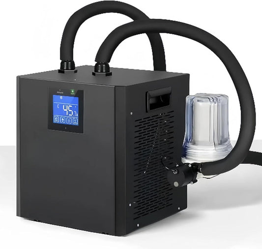 Waterkoeler voor ijsbad – Ijsbadkoeler – Waterchiller – Badkoeler – Koelmachine – 1/3 Pk voor tot 300 liter – LCD-Touchscreen met afstandsbediening en timer