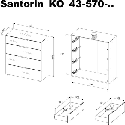 Ladekast – Dressoir – Opbergkast – Kast – Ladenkast – Antraciet Met Glasfront – 90x99x40 cm – Hout En Melamine